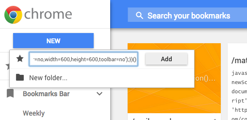 Adding a bookmarklet to Chrome