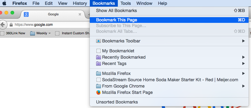 Firefox bookmarks manager