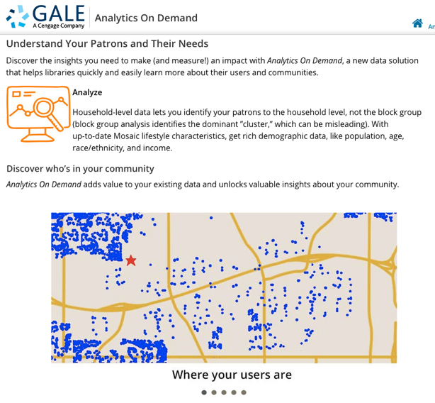 Marketing materials for Gale's Analytics on Demand Service